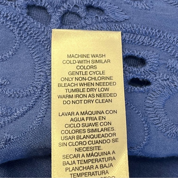 Chicos Womens Aster Blue 1/2 Sleeve Boho Lace Trim Rayon Stretchy Tunic Top Sz 1 - Picture 10 of 15